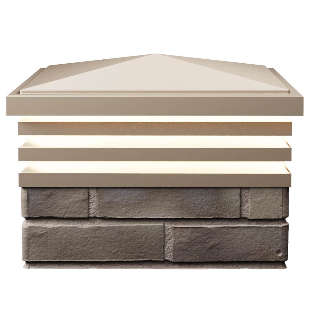 Колпак Zking Бона ХайТек Бежевый на столб 1.5х1.5 кирпича (385х385мм) с подсветкой в Волгодонске фото