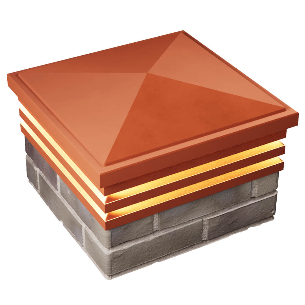 Колпак Zking Бона ХайТек Красный на столб 1.5х1.5 кирпича (385х385мм) с подсветкой в Волгодонске фото