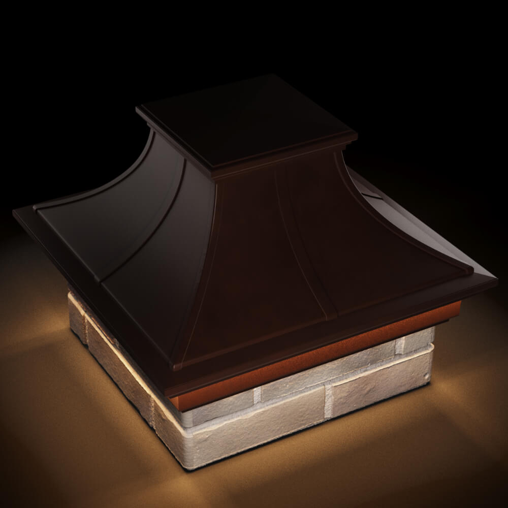 Колпак Zking Монблан Премиум Коричневый на столб 1.5х1.5 кирпича (385х385мм) с подсветкой в Волгодонске фото