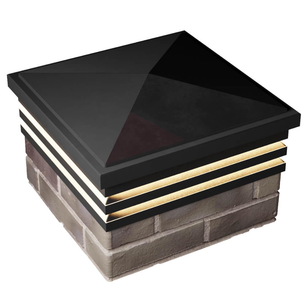 Колпак Zking Бона ХайТек Черный на столб 1.5х1.5 кирпича (385х385мм) с подсветкой в Волгодонске фото