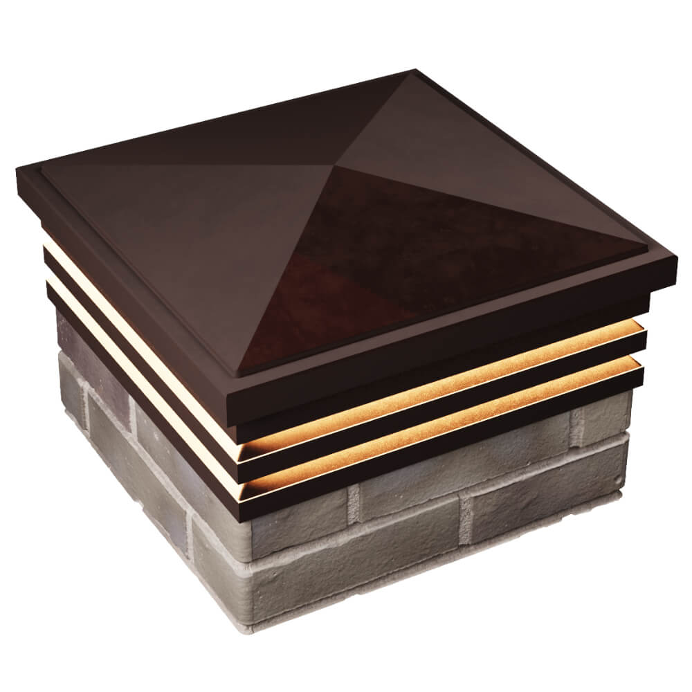 Колпак Zking Бона ХайТек Коричневый на столб 1.5х1.5 кирпича (385х385мм) с подсветкой в Волгодонске фото