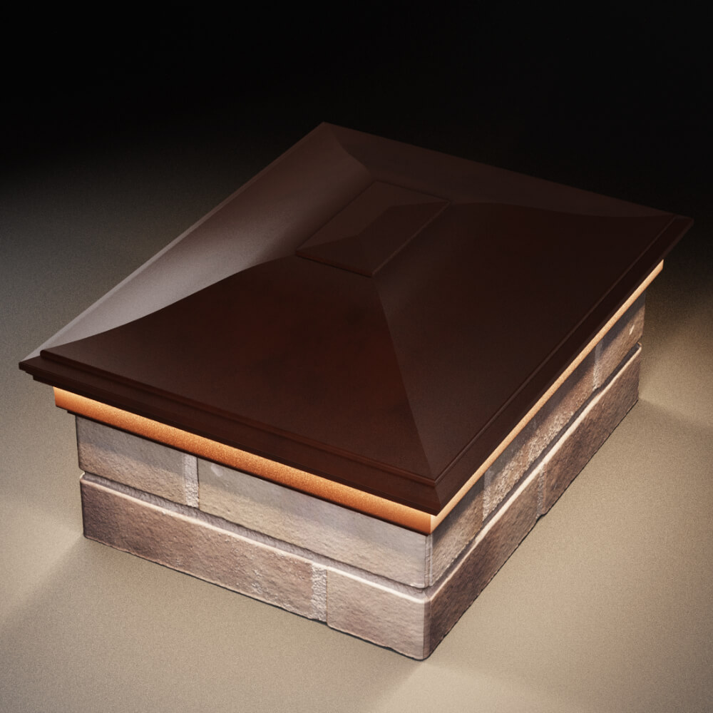 Колпак Zking Монблан Коричневый на столб 2х1.5 кирпича (515х385мм) c подсветкой в Волгодонске фото