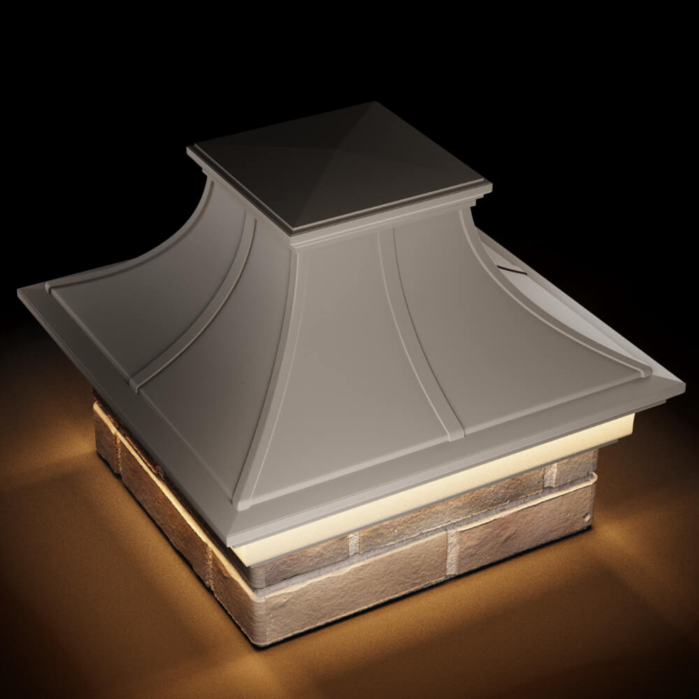 Колпак Zking Монблан Премиум Бежевый на столб 1.5х1.5 кирпича (385х385мм) с подсветкой в Волгодонске фото