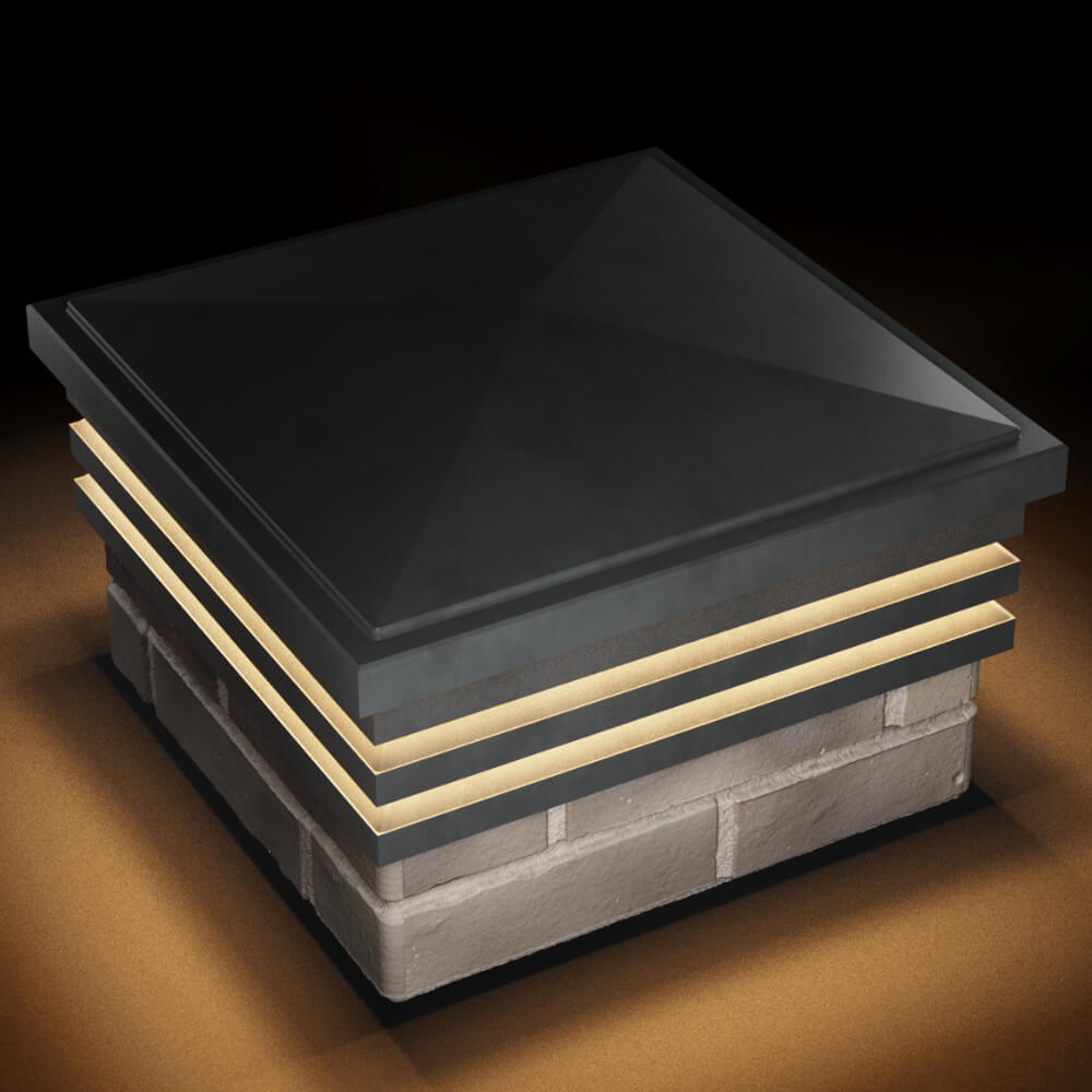 Колпак Zking Бона ХайТек Серый на столб 1.5х1.5 кирпича (385х385мм) с подсветкой в Волгодонске фото