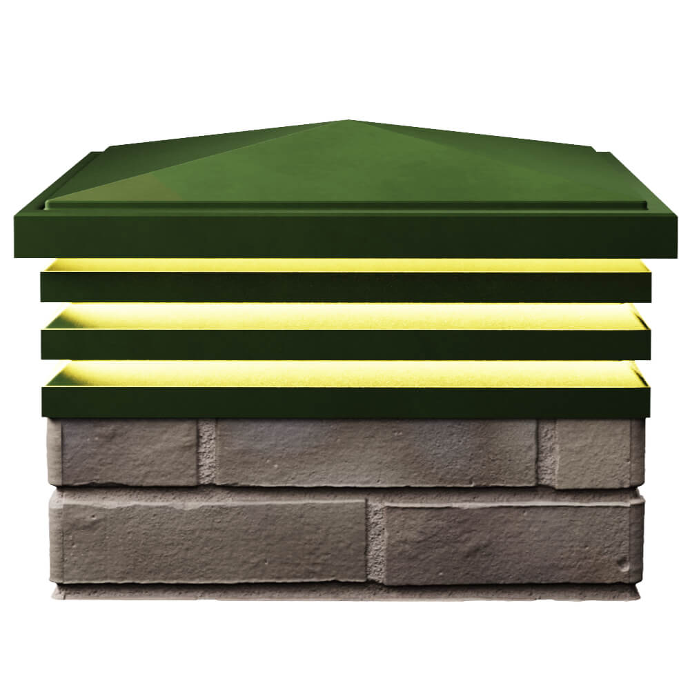 Колпак Zking Бона ХайТек Зеленый на столб 1.5х1.5 кирпича (385х385мм) с подсветкой в Волгодонске фото