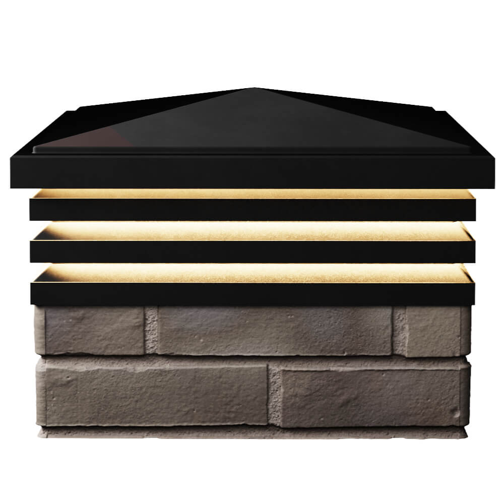 Колпак Zking Бона ХайТек Черный на столб 1.5х1.5 кирпича (385х385мм) с подсветкой в Волгодонске фото