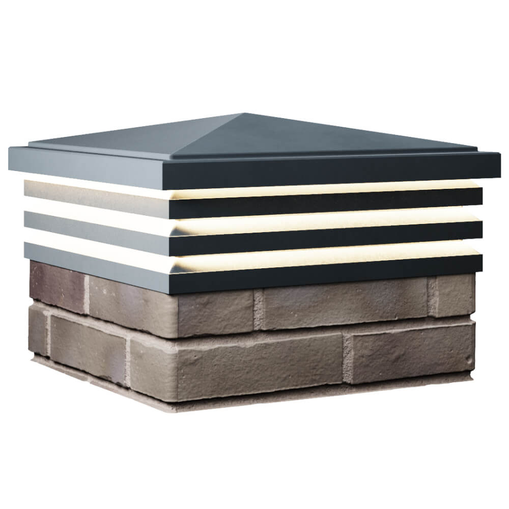 Колпак Zking Бона ХайТек Серый на столб 1.5х1.5 кирпича (385х385мм) с подсветкой в Волгодонске фото