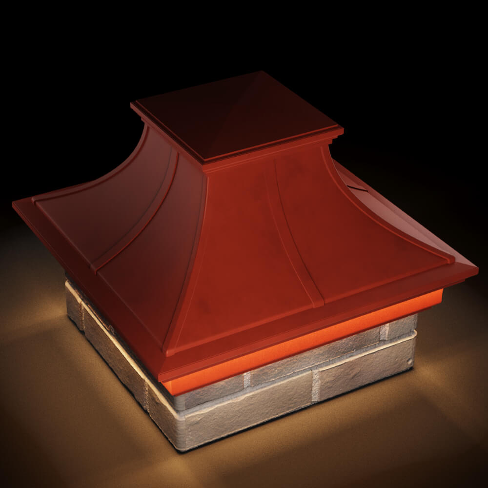Колпак Zking Монблан Премиум Красный на столб 1.5х1.5 кирпича (385х385мм) с подсветкой в Волгодонске фото