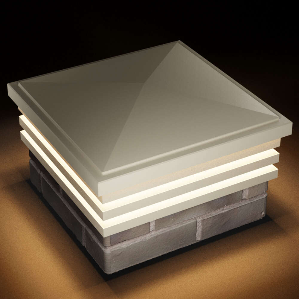 Колпак Zking Бона ХайТек Бежевый на столб 1.5х1.5 кирпича (385х385мм) с подсветкой в Волгодонске фото