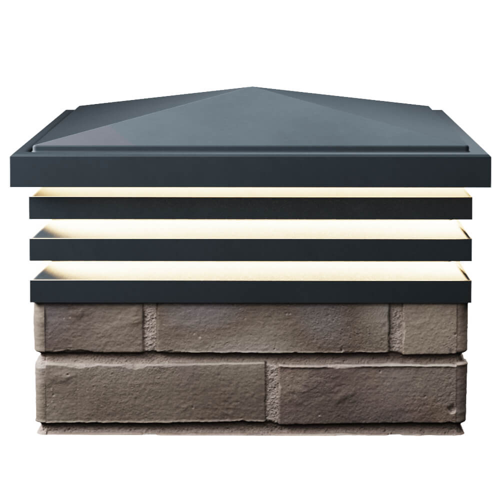 Колпак Zking Бона ХайТек Серый на столб 1.5х1.5 кирпича (385х385мм) с подсветкой в Волгодонске фото