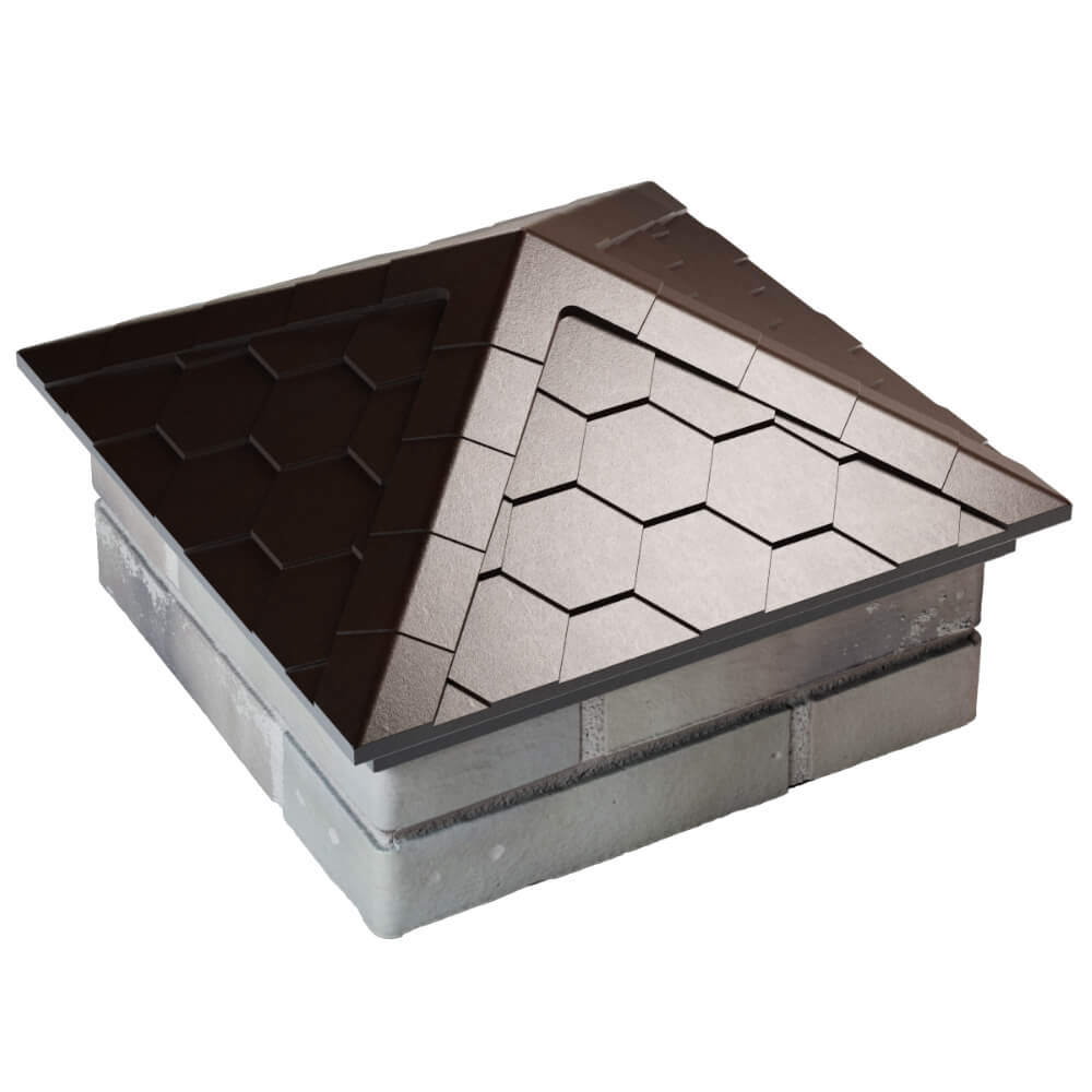 Колпак Zking Эверест Коричневый на столб 1.5х1.5 кирпича (390х390мм) в Волгодонске фото