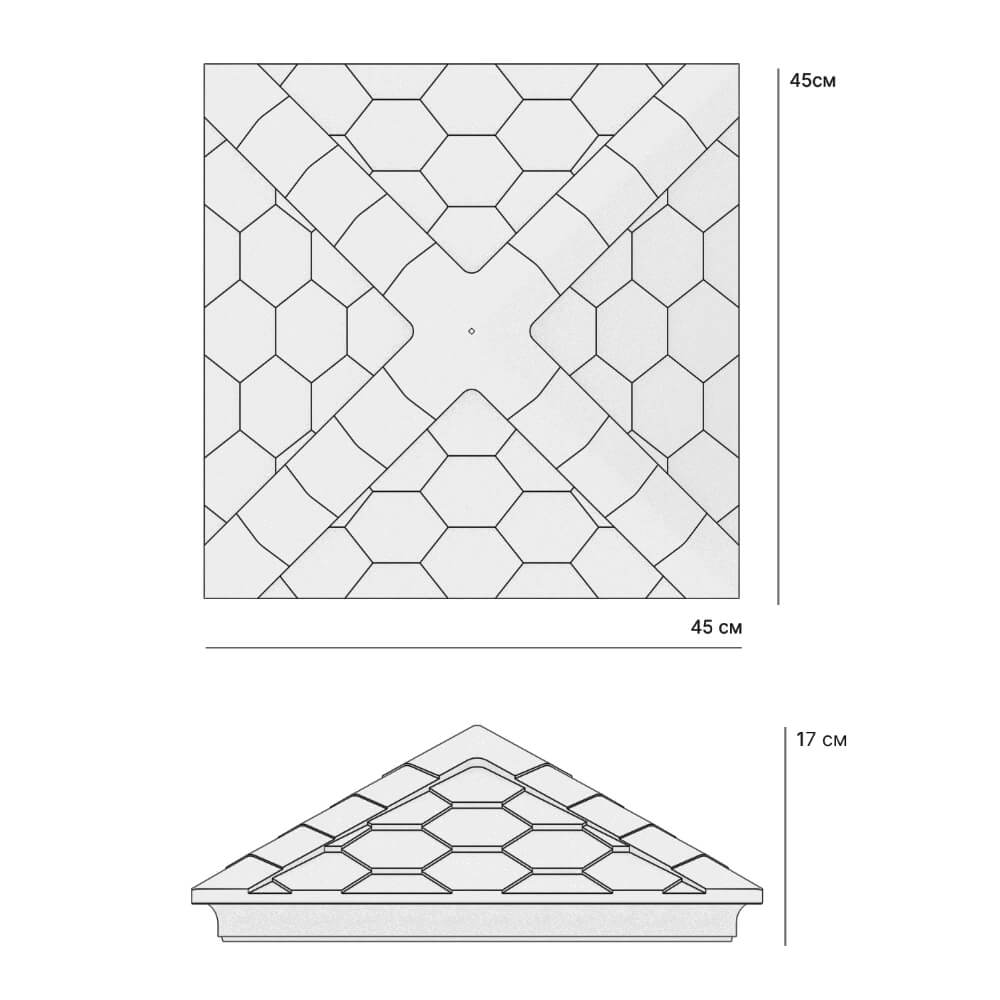 Колпак Zking Эверест Серый на столб 1.5х1.5 кирпича (390х390мм) в Волгодонске фото