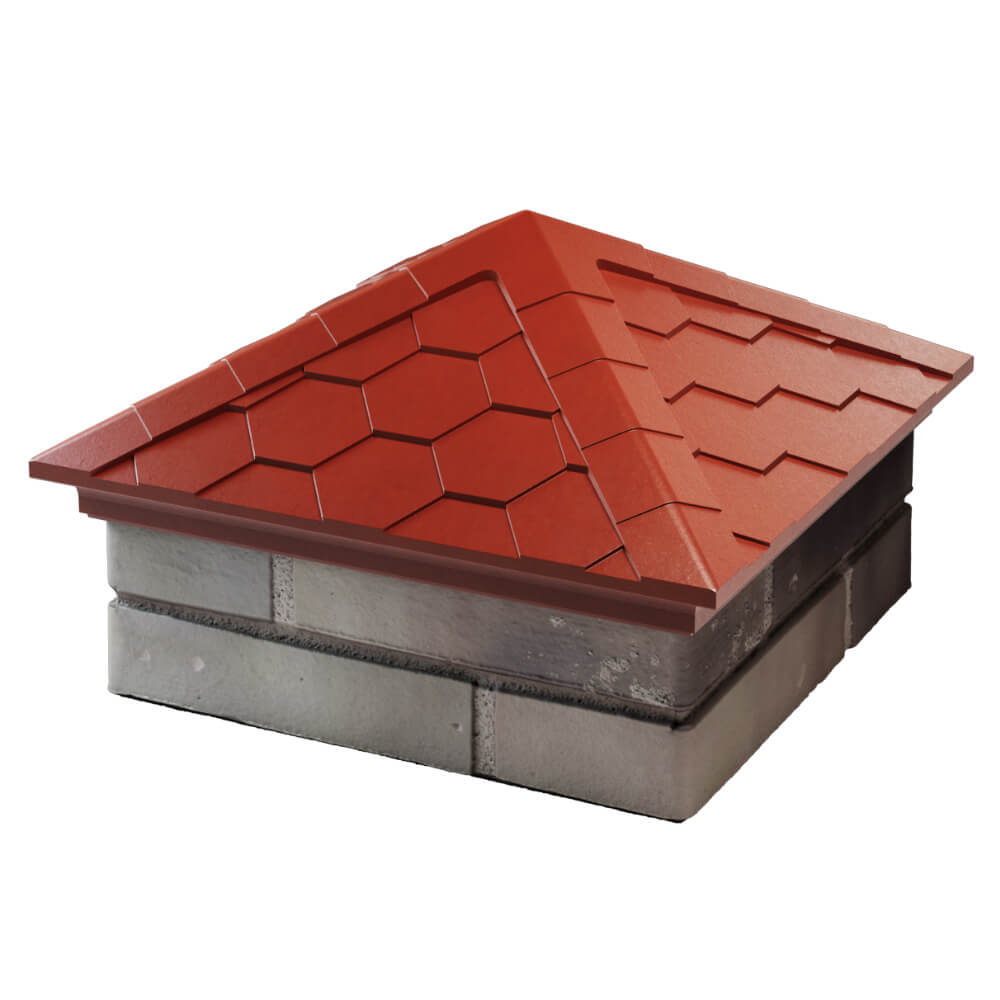 Колпак Zking Эверест Красный на столб 1.5х1.5 кирпича (390х390мм) в Волгодонске фото