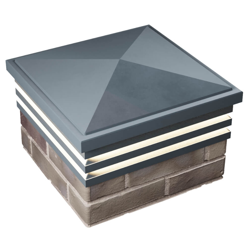 Колпак Zking Бона ХайТек Серый на столб 1.5х1.5 кирпича (385х385мм) с подсветкой в Волгодонске фото