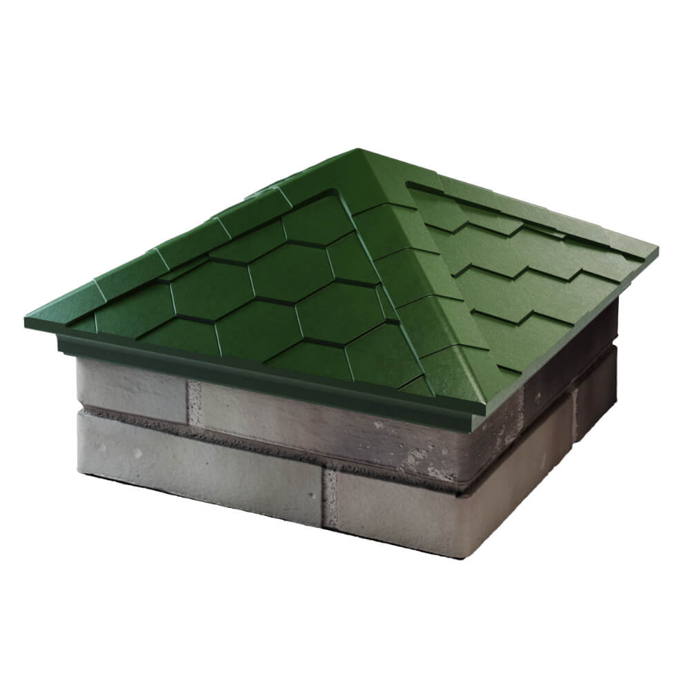 Колпак Zking Эверест Зеленый на столб 1.5х1.5 кирпича (390х390мм) в Волгодонске фото