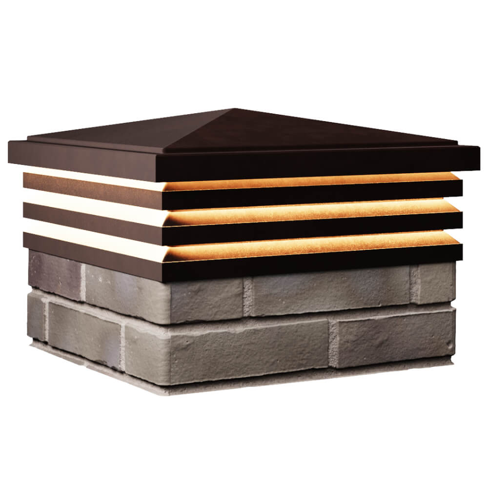 Колпак Zking Бона ХайТек Коричневый на столб 1.5х1.5 кирпича (385х385мм) с подсветкой в Волгодонске фото