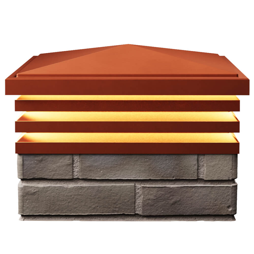 Колпак Zking Бона ХайТек Красный на столб 1.5х1.5 кирпича (385х385мм) с подсветкой в Волгодонске фото