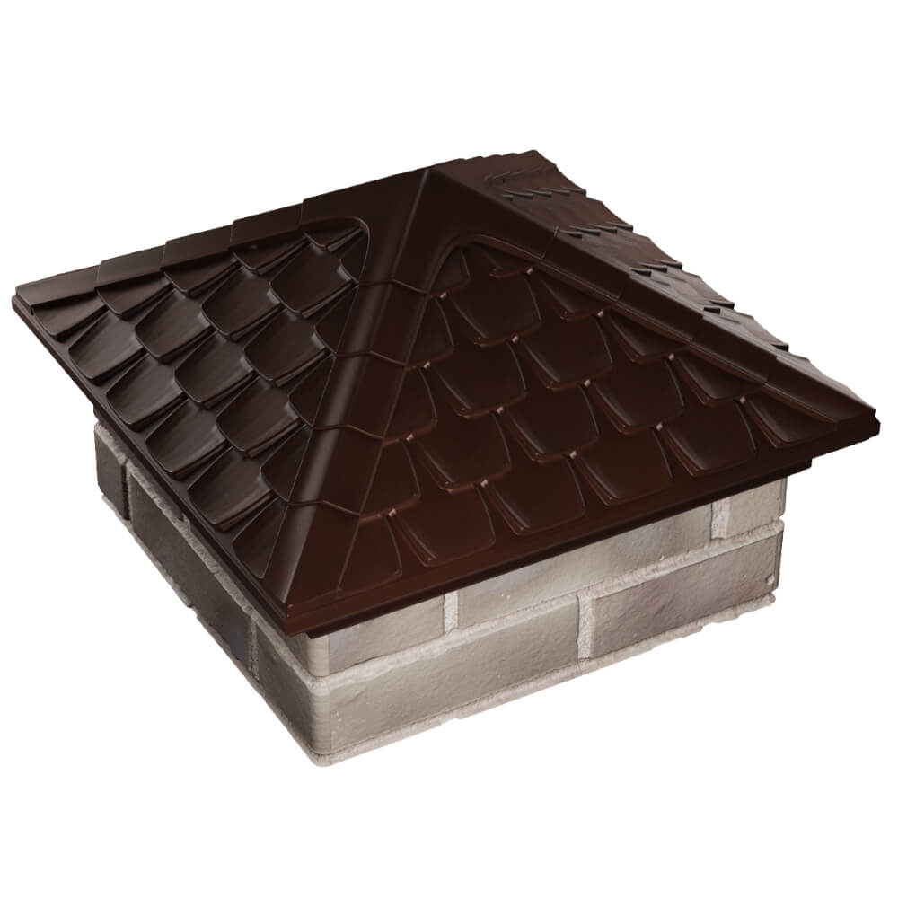 Колпак Zking Эльбрус Коричневый на столб 1.5х1.5 кирпича (385х385мм) в Волгодонске фото