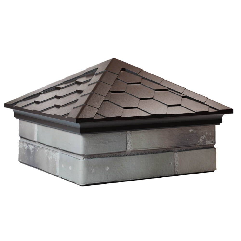 Колпак Zking Эверест Коричневый на столб 1.5х1.5 кирпича (390х390мм) в Волгодонске фото