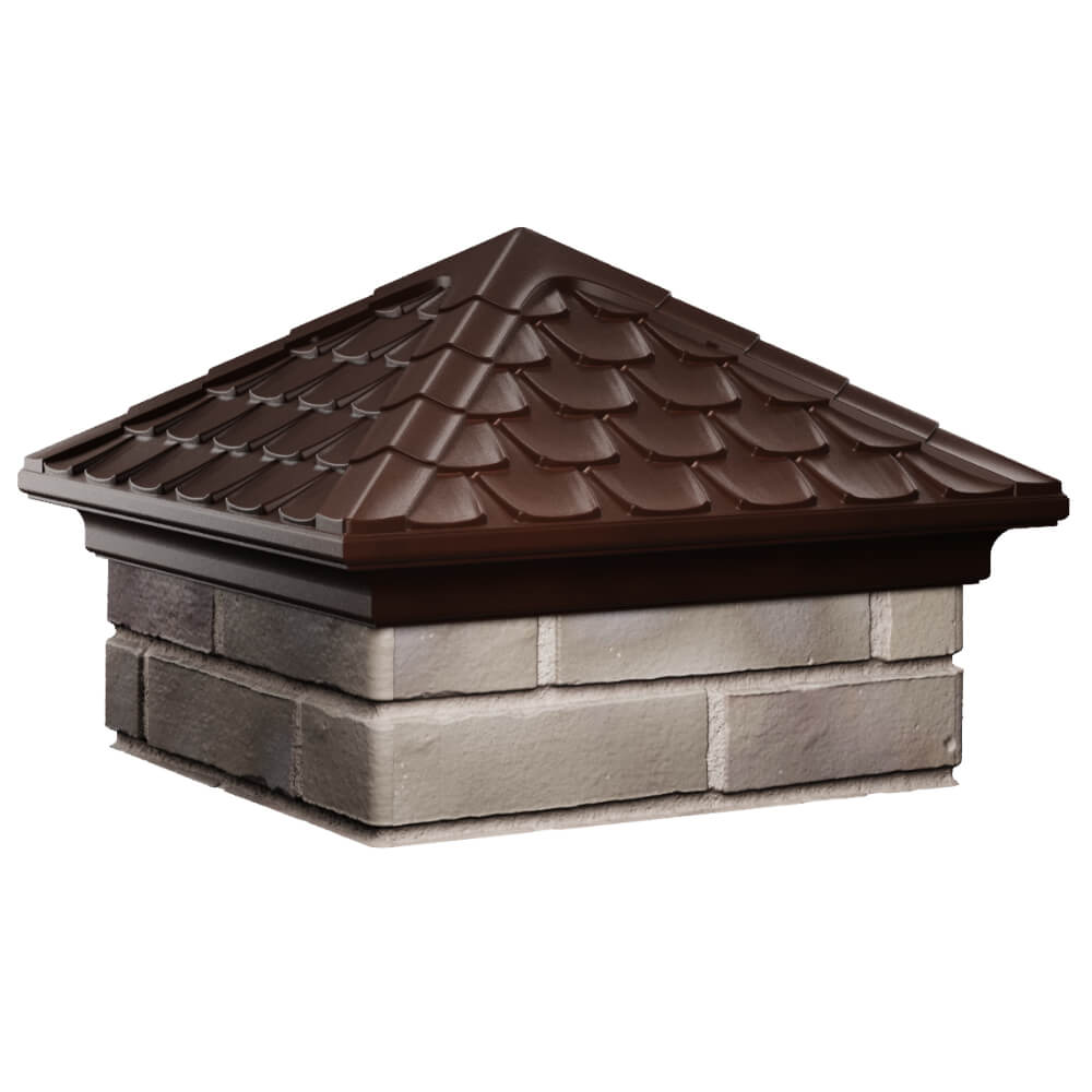 Колпак Zking Эльбрус Коричневый на столб 1.5х1.5 кирпича (385х385мм) в Волгодонске фото