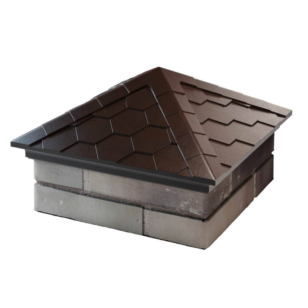 Колпак Zking Эверест Коричневый на столб 1.5х1.5 кирпича (390х390мм) в Волгодонске фото