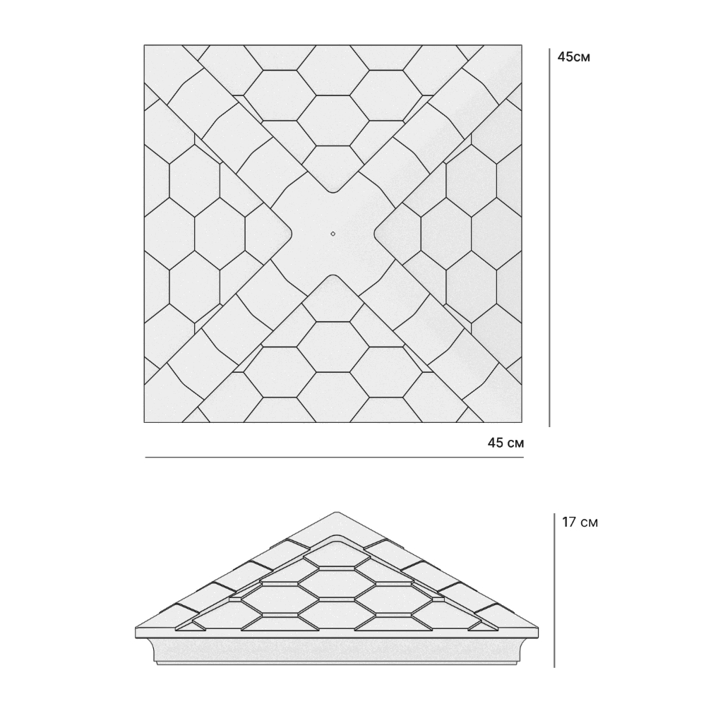 Колпак Zking Эверест Бежевый на столб 1.5х1.5 кирпича (390х390мм)